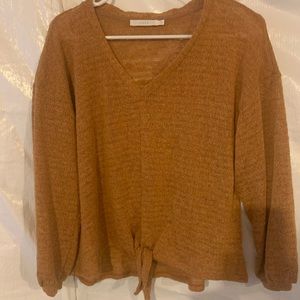Lush womens small sweater pullover tan brown orange cozy loose knit soft